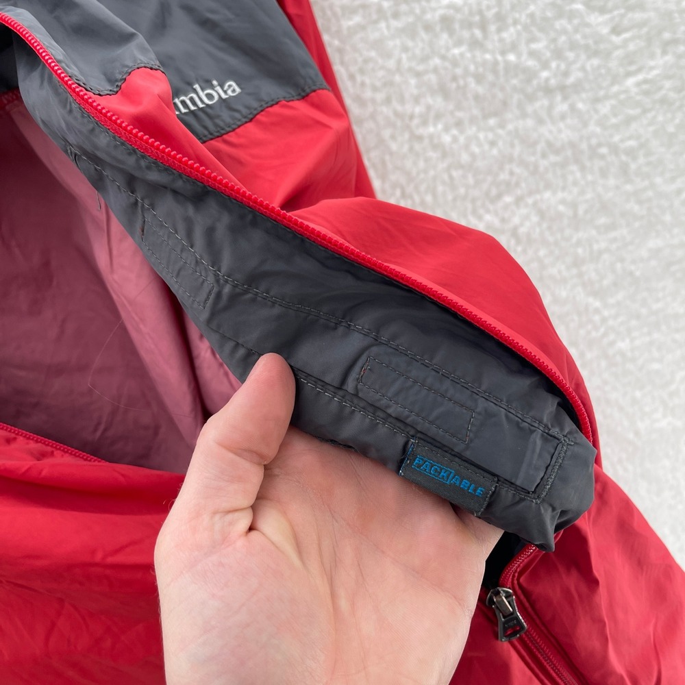 Columbia Rain Jacket Mens Medium Red Glennaker Lake Hooded Windbreaker Outdoor - Picture 4 of 12